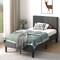 Costway Twin Size Upholstered Bed Frame Platform Bed with Button Tufted Headboard Mattress Foundation Grey